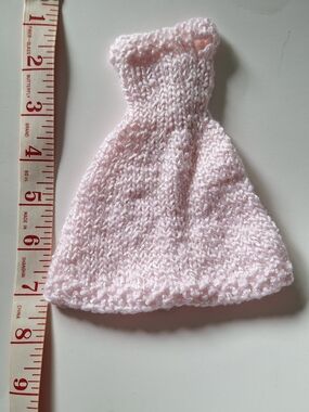 Handmade Pink Knit Doll Dress for Kids Toys Dolls